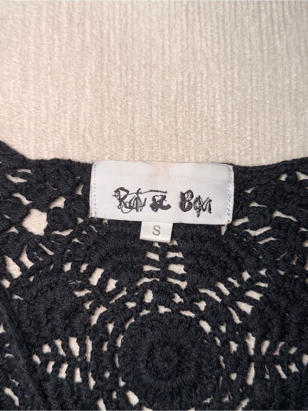 Rat & Boa Black Crochet Long Sleeve Dress Coverup Knit Small RARE Desert Rose - Picture 5 of 8